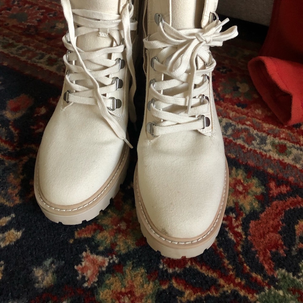 Dolce Vita boots. Canvas and faux reptile.